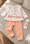 Baby Girl Set with Heart Patterned Bow and Headband, 3-Piece Top and Bottom Set for 3, 6, 9, 12 Months - 2