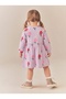 Girl's Floral Printed Combed Cotton Long Sleeve Dress Lilac - 3