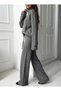 Women's Knitwear Set with Button Detail on the Sleeve and Slit on the Sweater - 3