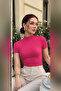 Women's Pink Short Sleeve Blouse - 3