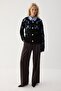 Tricoted Cardigan with Motifed Gold Buttons - 2