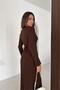 Women's Brown Twill Knitwear Full Length Standard Size Back Tie Dress Nbk2585 - 4