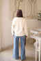 Cream Crew Neck Stoned Angora Soft Knit Sweater - 5
