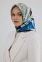 Sura Silk Scarf 53001 Petrol Blue Light Gray - 4