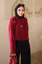 Burgundy Crew Neck Stoned Angora Soft Knit Sweater - 4