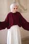 Burgundy Bat Sleeve Oversize Knitwear Sweater - 4