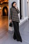 Plaid Asymmetrical Cut Tunic Tsd260298 Black - 3