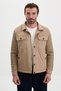 Slim Fit Shirt Collar Knitwear Suede Snap Fastener Men's Coat Beige - 39680.26K - 5