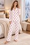 Women's Winter Long Sleeve Shirt Collar Buttoned Pajama Set - 3