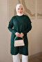 Emerald Green Mercerized Knitwear Tunic with Sleeve Collar Detail - 4