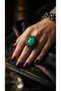 Bronze Women's Ring Authentic Copper Jewelry Turquoise Zircon Stone Star Flower Large Model Adjustable Vint - 5