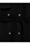 Belted, Buttoned, Epaulettes, Pocketed, Stand Collar Cashmere Coat - 6