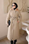 Mink Belted Collar Fur Quilted Long Coat - 4