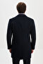Straight Slim Fit Classic Wool Men's Coat Navy Blue - 21346.26K - 4