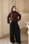 Brown Crew Neck Stoned Angora Soft Knit Sweater - 2