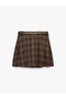Pleated Plaid Mini Shorts Skirt with Belt Detail - 2