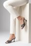 Nemesis Real Leather Women's Heeled Slippers with Nickel Stones