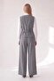 Herringbone Patterned Vest and Trousers Two-Piece Set Gray - 4