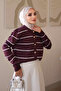 Plum Striped Cold Yarn Knitwear Cardigan