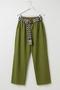 Green Pocketed Belted Elastic Waist Straight Leg Casual Lycra Woven Trousers 100 60 - 2