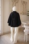 Black Oversize Patterned Belted Cashmere Poncho - 5