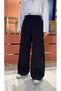 Front Stitched Wide Leg Trousers Black - 3