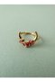 Enamel Rose Detailed Moon Shaped Design Ring - 2