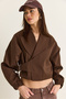 Women's Brown Lined Shawl Collar Belt Detailed Crop Oversize Trench Coat 2825 60286547 - 3