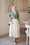 Green Sequin Embroidered Buttoned Cold Yarn Knitwear Cardigan - 2