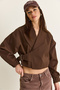 Women's Brown Lined Shawl Collar Belt Detailed Crop Oversize Trench Coat 2825 60286547