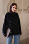 Black Button Detailed Angora Knit Sweater - 3