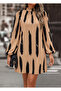 Women's Long Sleeve Semi-Crew Neck Patterned Modal Short Dress
