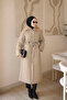 Mink Belted Collar Fur Quilted Long Coat - 2