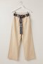 Cream Pocketed Belted Elastic Waist Straight Leg Casual Lycra Woven Trousers 100 60 - 2