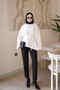 Ecru Asymmetrical Cut Tunic with Tie at the Waist - 2