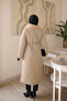 Mink Belted Collar Fur Quilted Long Coat - 5