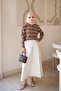 Dark Mink Striped Cold Yarn Knitwear Cardigan - 2