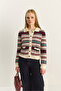 Women's Polo Collar Ethnic Patterned Buttoned Knitwear Cardigan 20251115 - 3