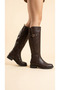 Women's Leather Look Buckle Side Zipper Below the Knee Winter Boots - 3