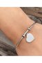 Silver Heart Charm Adjustable Cuff Bracelet - Heart Figured Ball Detailed Cuff Bracelet – Silver Color Tarnish-Free Steel Minimalist Adjustable Women's Jewelry - 3