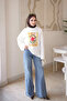 Ecru bicycle collar printed sweatshirt - 2