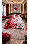 Heart Shower Cotton Double Duvet Cover Set with 6-Piece Fitted Sheets