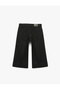 Regular Waist Comfortable Fit Short Wide Leg Denim Trousers with Pockets - Culotte Jeans - 2