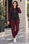 Stylish Vest Set-Women's Crew Neck Long Sleeve Two Yarn Viscose Fabric Three-Piece Set with Leather Vest - 5