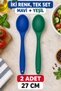 Set of 2 Blue Green Large Size Silicone Spoons 27 cm Kitchen Cooking and Serving Spoon 2 Color Set - 3