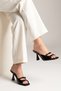 Nemesis Real Leather Women's Heeled Slippers Black Patent Leather - 5
