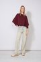 Bat Sleeves Circular Neck Tricot Sweater Burgundy