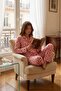 Women's Shirt Collar Comfortable Home Wear Red Pajama Set - 2