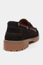 Janga Bitter Brown Genuine Suede Leather Lace Detail Marine Thick Sole Women's Loafer - 7