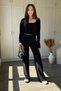 3-Piece Knitted Black Crop Blouse Cardigan Set